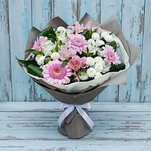 Букет цветов из:  Герберы, Альстромерии и Хризантемы в Горный Тульская область