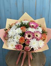 Букет цветов из:  Розы, Герберы и Хризантемы в Горный Тульская область