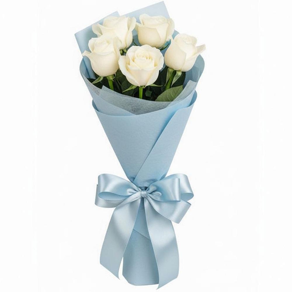 Букет 5 Белых роз Проуд в Горный Тульская область