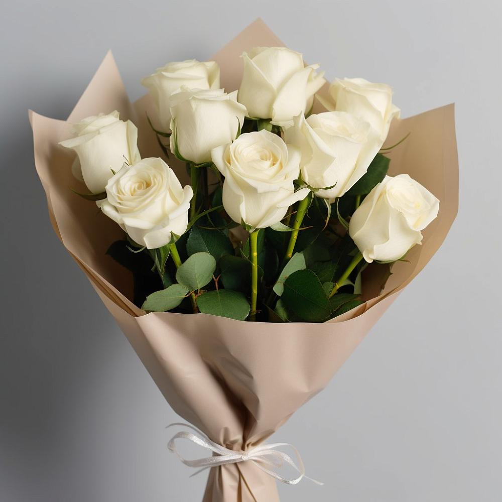 Букет 9 Белых роз Эдлесс Лав в Горный Тульская область
