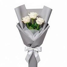 Букет 3 белые розы #REPLACE_PRED# Горный Тульская область