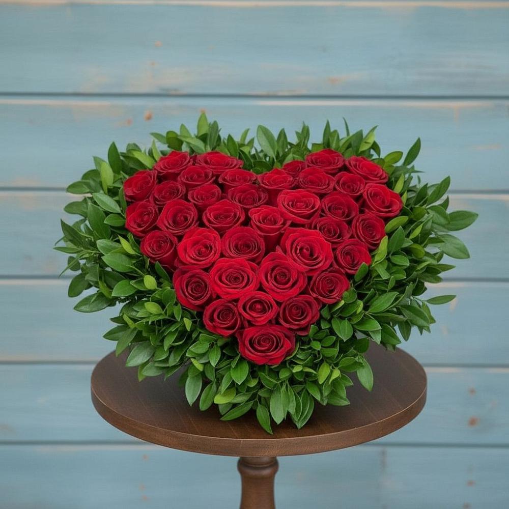 Цветочная композиция из Розы в виде сердца в Горный Тульская область