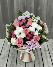 Букет цветов из:  Альстромерии, Гвоздики, Розы и Хризантемы #REPLACE_PRED# Горный Тульская область