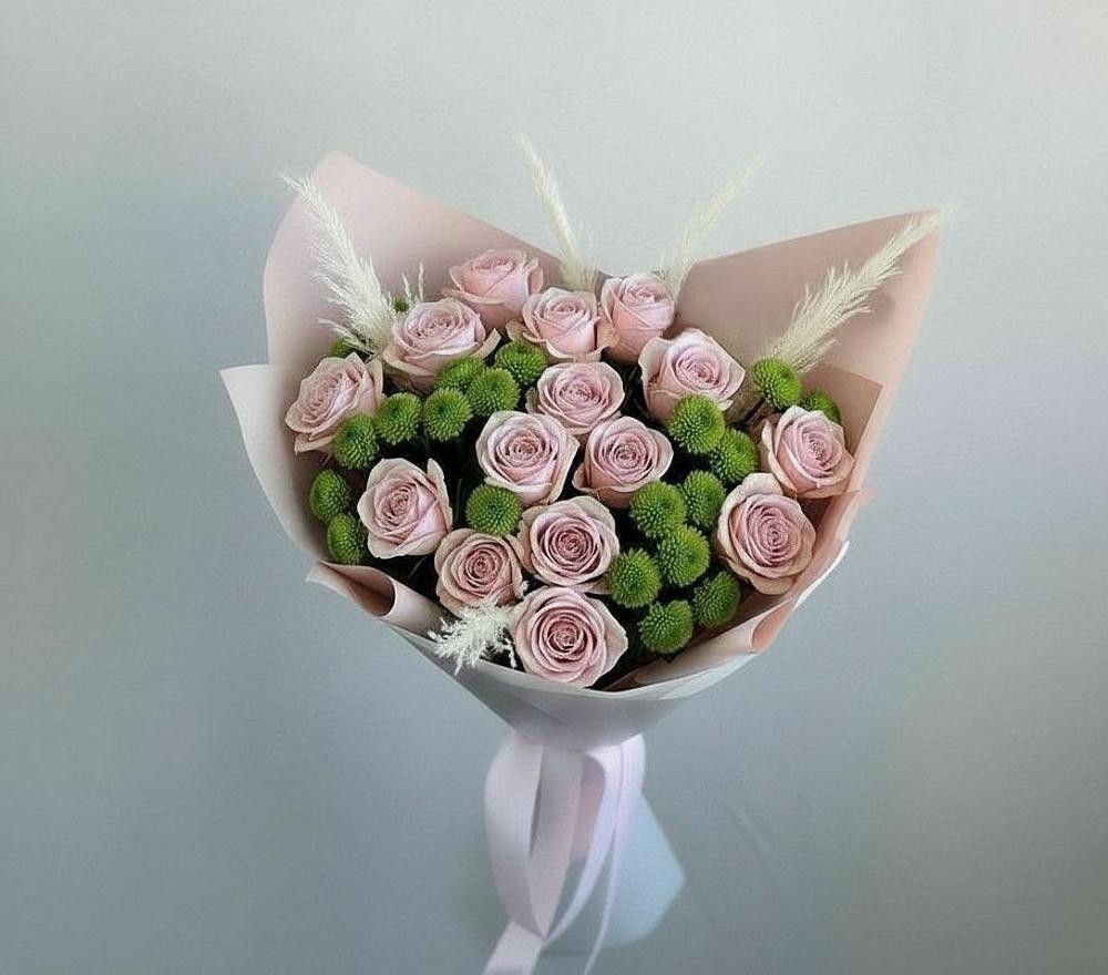 Букет цветов из: Розы и Хризантемы в Горный Тульская область
