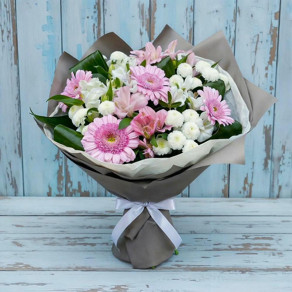 Букет цветов из: Герберы, Альстромерии и Хризантемы в Горный Тульская область