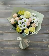 Букет цветов из:  Альстромерии, Розы и Хризантемы в Горный Тульская область